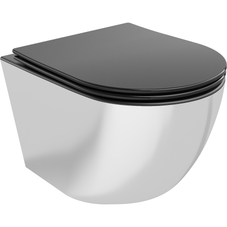 Mexen Lena WC-Schüssel Rimless mit Soft-Close Slim Sitz, Duroplast, Schwarz Matt/Silber - 30224074