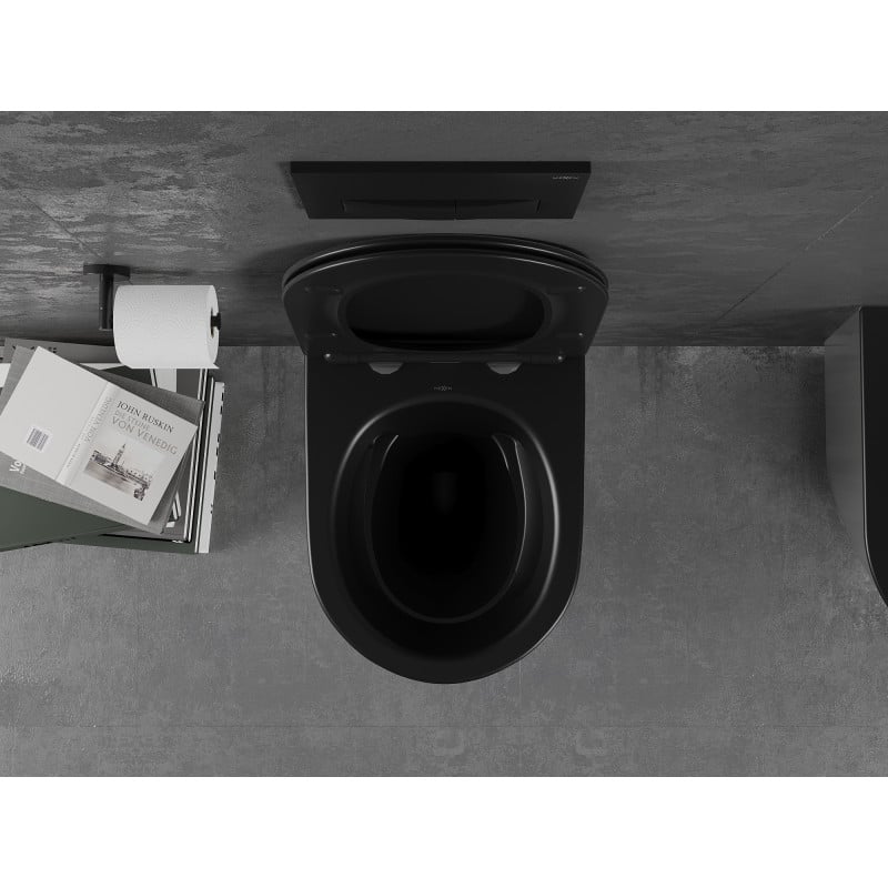 Mexen Lena WC-Schüssel Rimless mit Soft-Close Slim Sitz, Duroplast, Schwarz Matt/Silber - 30224074