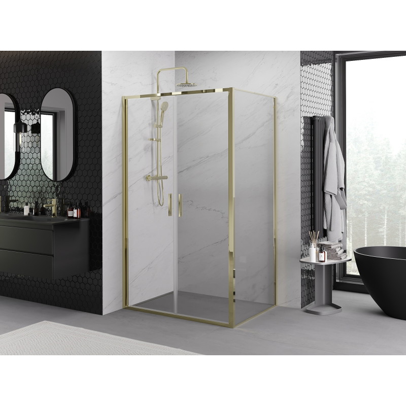Mexen Exo Duschkabine, schwenkbar, 110 x 85 cm, transparent, gold - 814-110-085-50-00