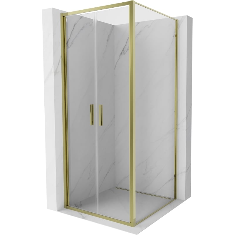 Mexen Exo-B Duo Schiebetür-Duschkabine 110 x 110 cm, transparent, gold - 814-110-110-50-00