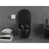 Mexen Lena WC-Schüssel Rimless mit Soft-Close-Slim-Sitz, Duroplast, schwarz matt/goldene Linie - 30224075