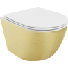 Mexen Lena Rimless WC-Schüssel mit langsam schließendem Sitz Slim, Duroplast, weiß/goldt Streifenmuster - 30224007