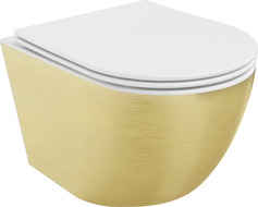 Mexen Lena WC-Schüssel Rimless mit langsam schließendem Slim-Sitz, Duroplast, weiß/goldenes Linienmuster - 30224007