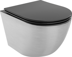 Mexen Lena WC-Schüssel Rimless mit Slim-Absenkautomatik, Duroplast, mattschwarz/silbernes Linienmuster - 30224073