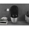 Mexen Lena WC-Schüssel Rimless mit Slim-Absenkautomatik, Duroplast, Schwarz Matt/Silbernes Linienmuster - 30224073