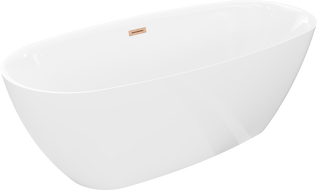 Mexen Luvo Slim freistehende Wanne 170 x 75 cm, weiß, Überlauf gebürstetes Kupfer - 52801707500-65