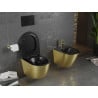 Mexen Lena WC-Schüssel Rimless mit langsam schließendem Slim-Sitz, Duroplast, Schwarz Matt/Gold Linienmuster - 30224077