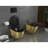 Mexen Lena WC-Schüssel Rimless mit Softclose-Slim-Sitz, Duroplast, Schwarz Matt/Gold Linienmuster - 30224077