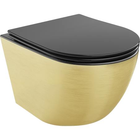 Mexen Lena Rimless WC-Schüssel mit Soft-Close Slim-Sitz, Duroplast, Mattschwarz/Goldmuster Linien - 30224077