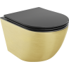 Mexen Lena WC-Schüssel Rimless mit langsam schließendem Slim-Sitz, Duroplast, Schwarz Matt/Gold Linienmuster - 30224077