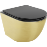Mexen Lena WC-Schüssel Rimless mit Softclose-Slim-Sitz, Duroplast, Schwarz Matt/Gold Linienmuster - 30224077