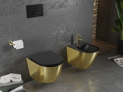 Mexen Lena wandmontiertes Bidet, Schwarz matt/Gold - 35224876