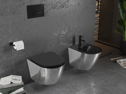 Mexen Lena wandmontiertes Bidet, Schwarz matt/Silber - 35224874