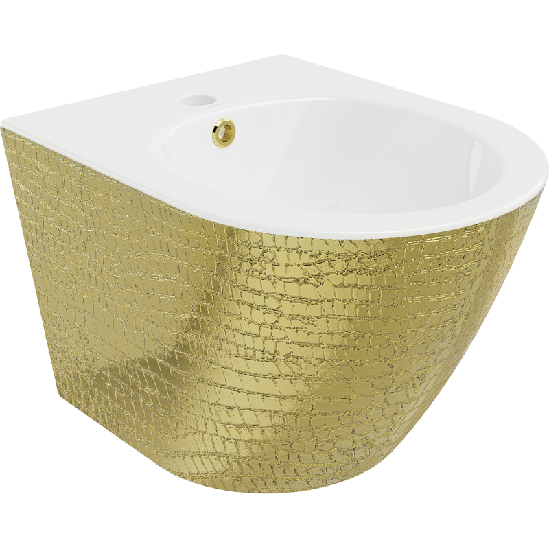 Mexen Lena hängendes Bidet, weiß/goldenes Schuppenmuster - 35224808