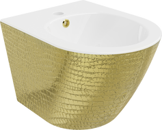 Mexen Lena wandmontiertes Bidet, Weiß/Gold Schuppenmuster - 35224808