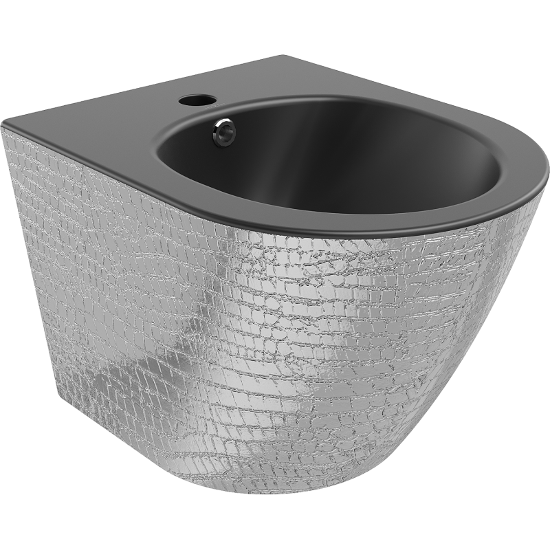 Mexen Lena hängendes Bidet, mattschwarz/silbernes Schuppenmuster - 35224872