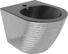Mexen Lena wandmontiertes Bidet, Schwarz matt/Silber Schuppenmuster - 35224872