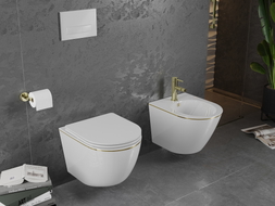 Mexen Lena hängendes Bidet, weiß/goldene Linie - 35224805