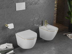 Mexen Lena wandmontiertes Bidet, Weiß/Gold linien - 35224805