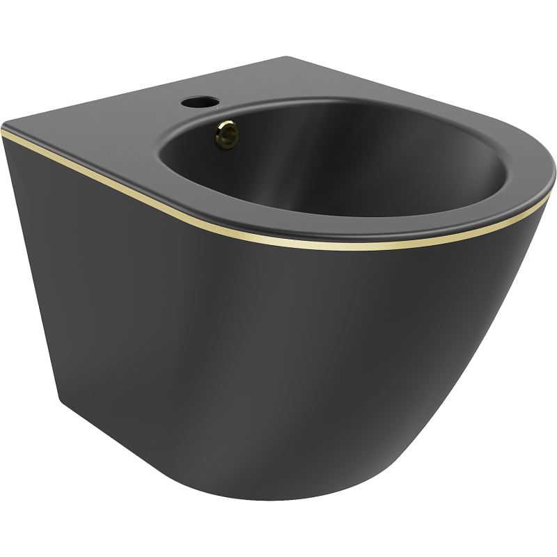 Mexen Lena hängendes Bidet, schwarz matt/goldene Linie - 35224875