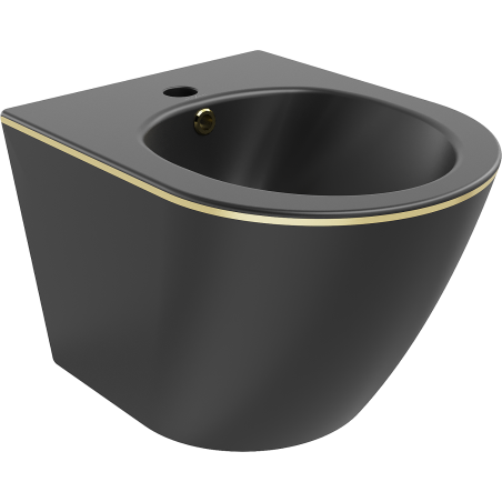 Mexen Lena Wand-Bidet, Schwarz Matt/Goldene Linie - 35224875