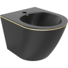Mexen Lena hängendes Bidet, schwarz matt/goldene Linie - 35224875
