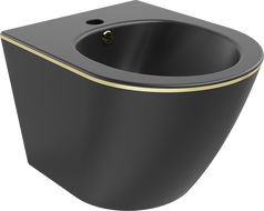 Mexen Lena Wand-Bidet, Schwarz Matt/Goldene Linie - 35224875