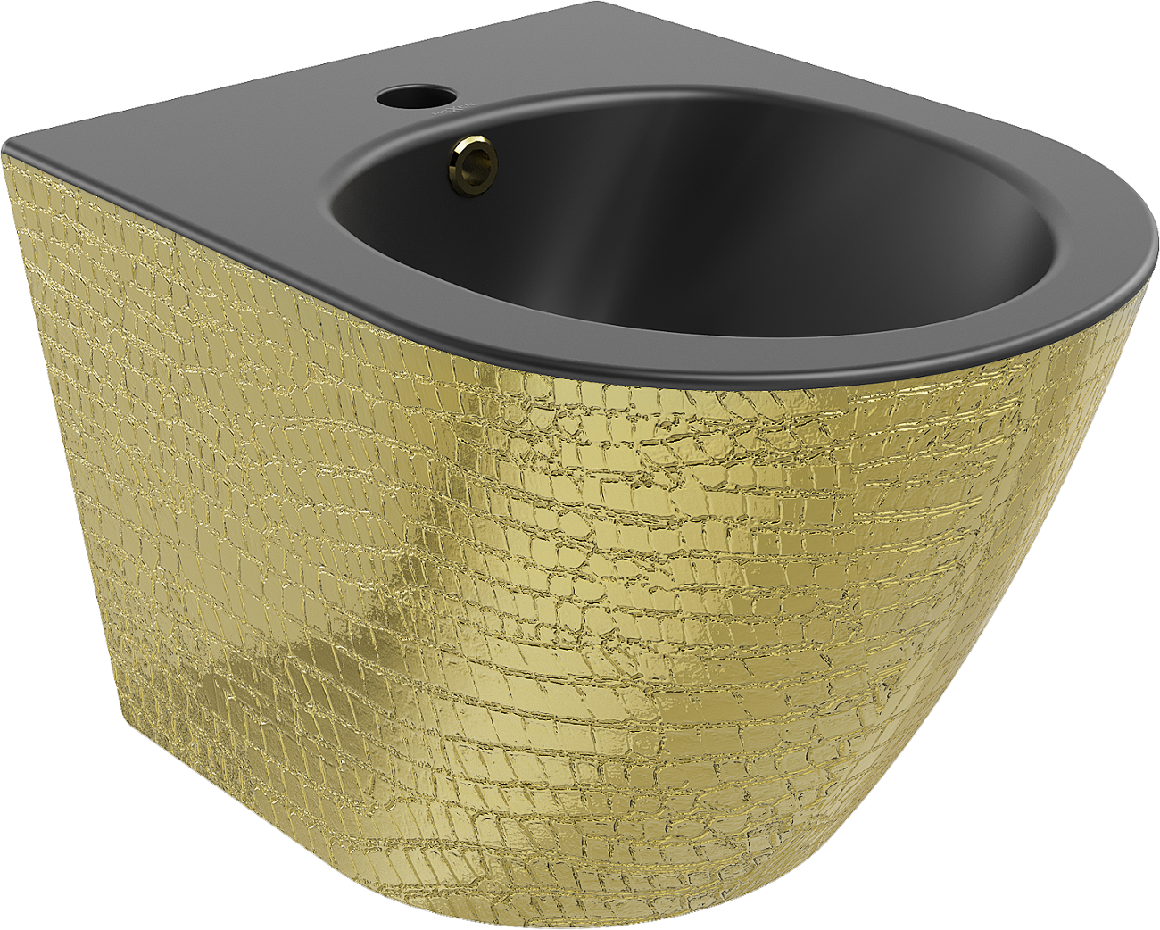 Mexen Lena wandmontiertes Bidet, Schwarz matt/Gold Schuppenmuster - 35224878