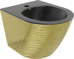 Mexen Lena wandmontiertes Bidet, Schwarz matt/Gold Schuppenmuster - 35224878