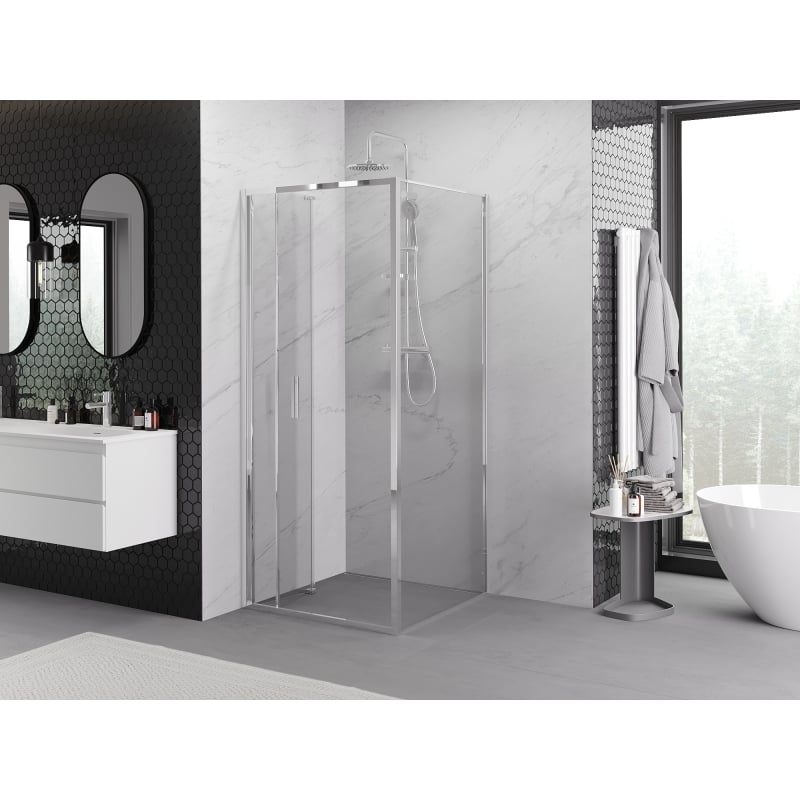 Mexen Exo faltbare Duschkabine 120 x 120 cm, transparent, Chrom - 816-120-120-01-00