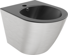 Mexen Lena wandmontiertes Bidet, Schwarz matt/Silber Linienmuster - 35224873