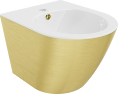 Mexen Lena wandmontiertes Bidet, Weiß/Gold Linienmuster - 35224807