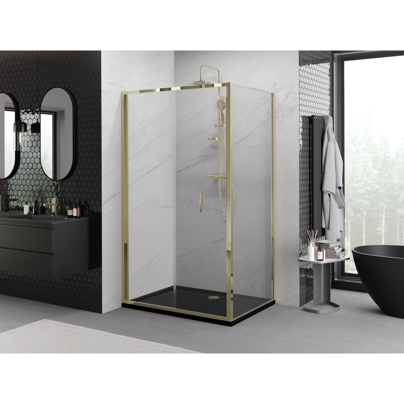 Mexen Exo klappbare Duschkabine 100 x 120 cm, transparent, gold - 816-100-120-50-00
