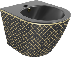 Mexen Lena wandmontiertes Bidet, Schwarz matt/Gold Gittermuster - 35224879