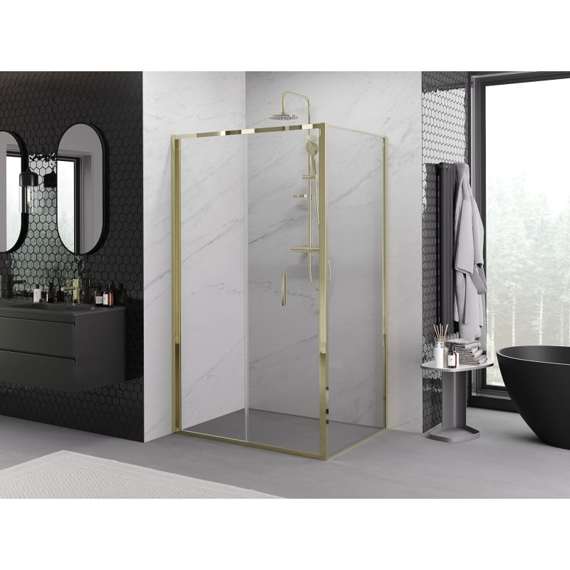Mexen Exo-F faltbare Duschkabine 110 x 75 cm, transparent, gold - 816-110-075-50-00
