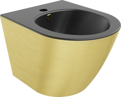 Mexen Lena wandmontiertes Bidet, Schwarz matt/Gold Linienmuster - 35224877