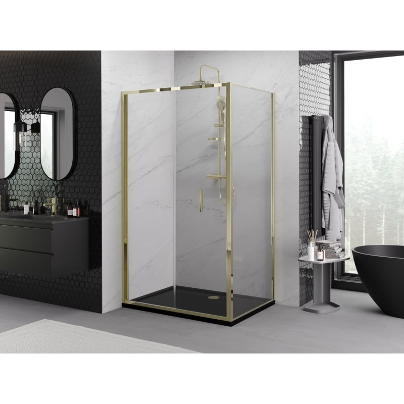 Mexen Exo faltbare Duschkabine 120 x 80 cm, transparent, gold - 816-120-080-50-00