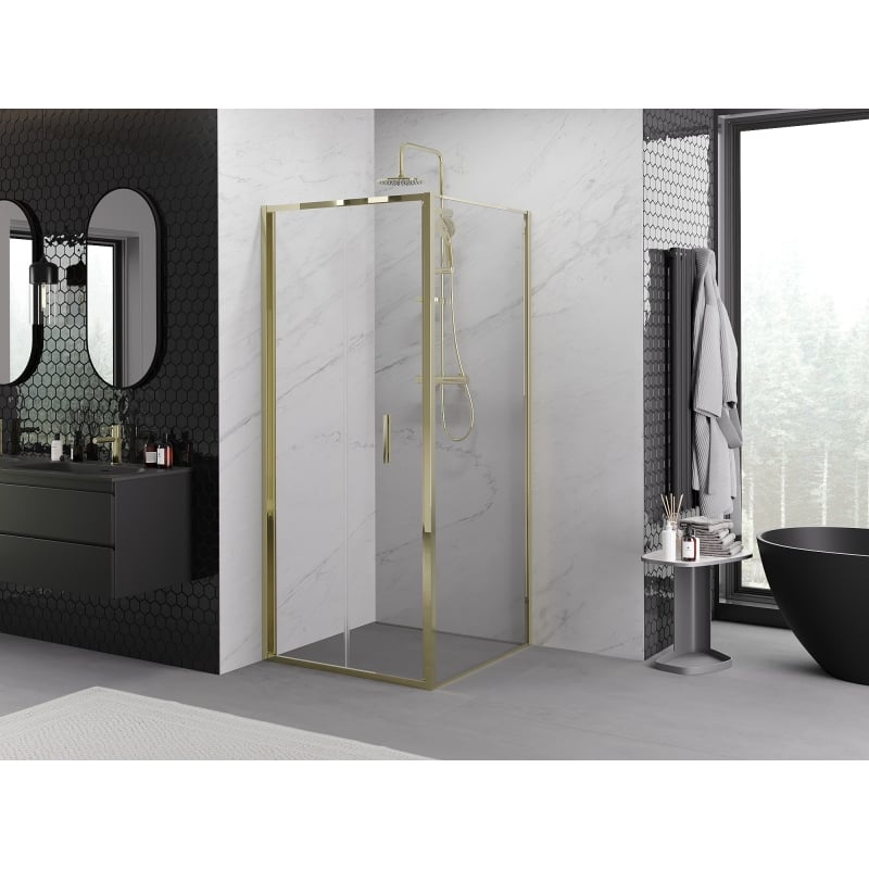 Mexen Exo faltbare Duschkabine 120 x 120 cm, transparent, gold - 816-120-120-50-00