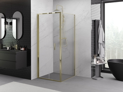 Mexen Exo faltbare Duschkabine 120 x 120 cm, transparent, gold - 816-120-120-50-00