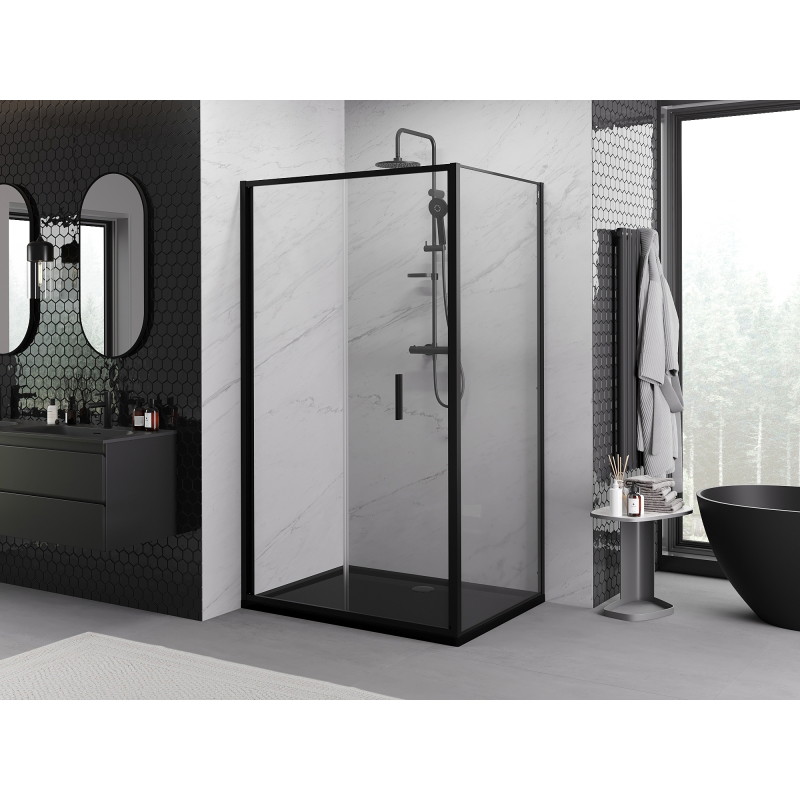 Mexen Exo faltbare Duschkabine 110 x 90 cm, transparent, schwarz - 816-110-090-70-00