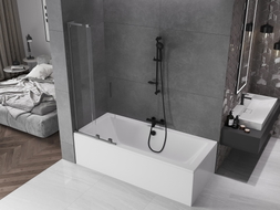 Mexen Velar L Badewannenabtrennung 2-flügelig verschiebbar 70 x 150 cm, transparent, Gun Metal - 896-070-003-01-95