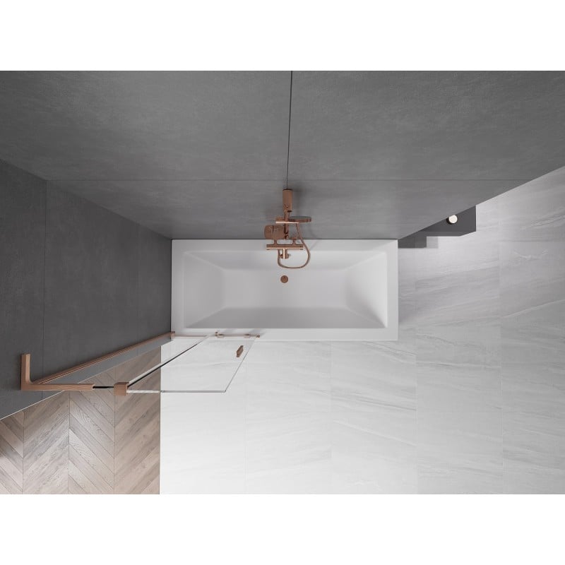 Mexen Velar L Badewanne Trennwand 2-flügelig verschiebbar 70 x 150 cm, transparent, gebürstetes Kupfer - 896-070-003-01-65
