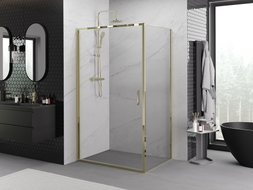 Mexen Exo Duschkabine schwenkbar 90 x 110 cm, transparent, gold - 817-090-110-50-00