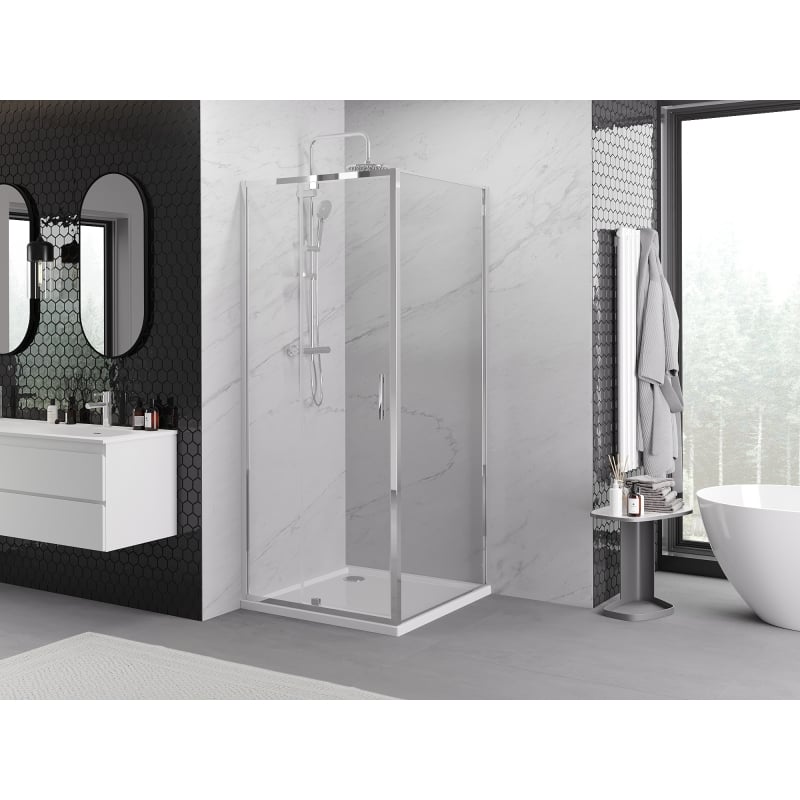 Mexen Exo Schwenkbare Duschkabine 120 x 120 cm, transparent, chrom - 819-120-120-01-00