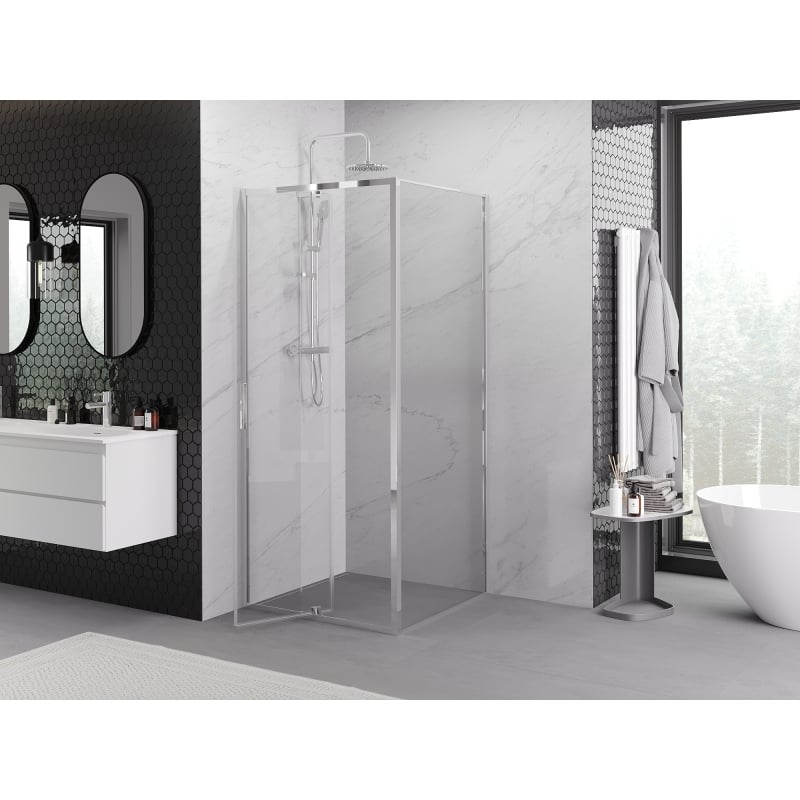 Mexen Exo Schwenkbare Duschkabine 120 x 120 cm, transparent, chrom - 819-120-120-01-00