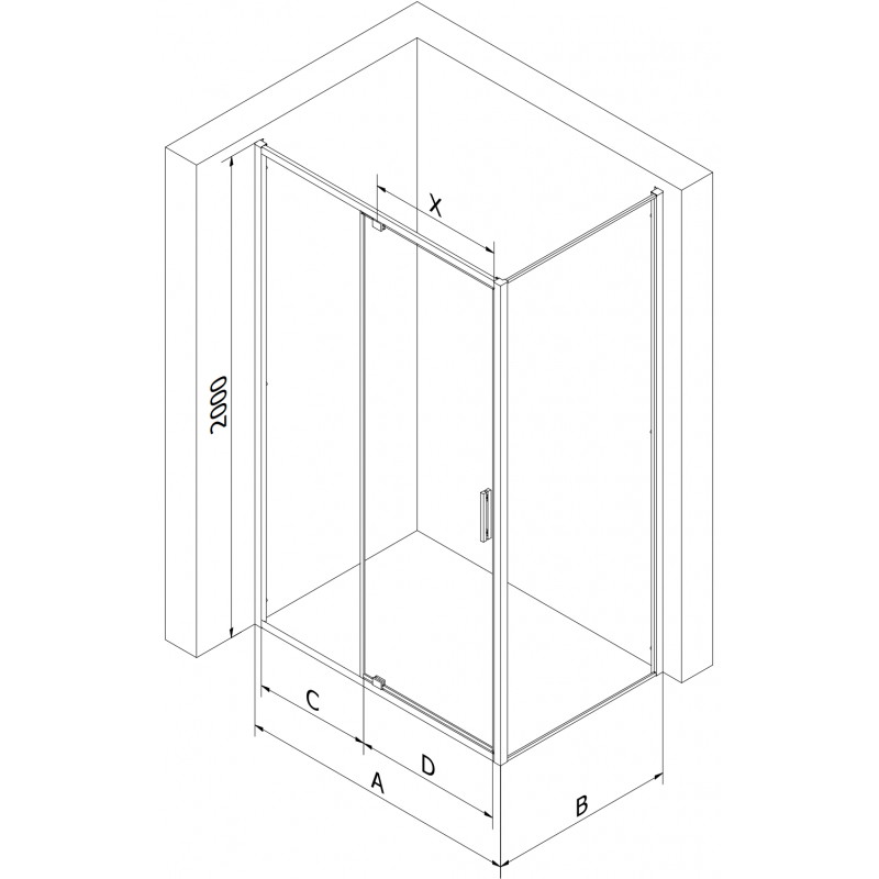 Mexen Exo Duschtür schwenkbar 140 x 120 cm, transparent, Chrom - 819-140-120-01-00