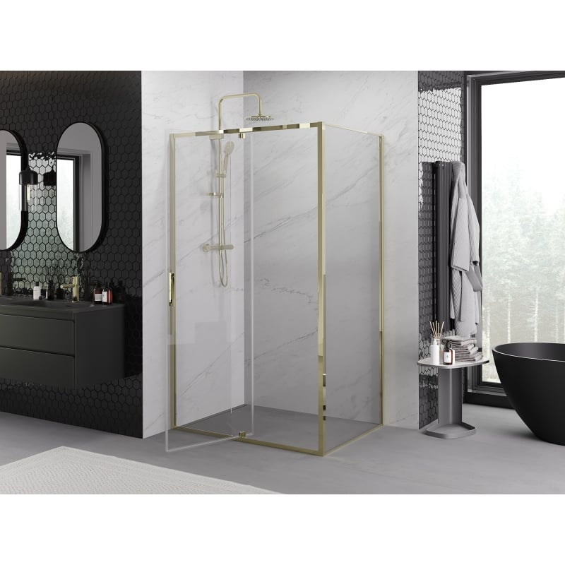 Mexen Exo Duschkabine mit Schwingtür 105 x 110 cm, transparent, gold - 819-105-110-50-00