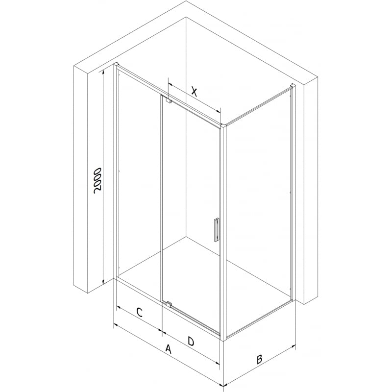 Mexen Exo Duschkabine schwenkbar 110 x 110 cm, transparent, gold - 819-110-110-50-00