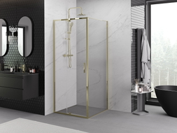 Mexen Exo Duschkabine schwenkbar 110 x 110 cm, transparent, gold - 819-110-110-50-00