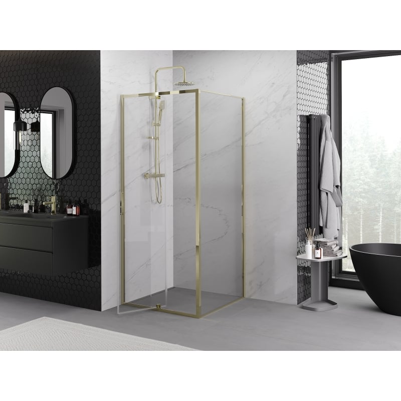 Mexen Exo Duschkabine schwenkbar 110 x 110 cm, transparent, gold - 819-110-110-50-00